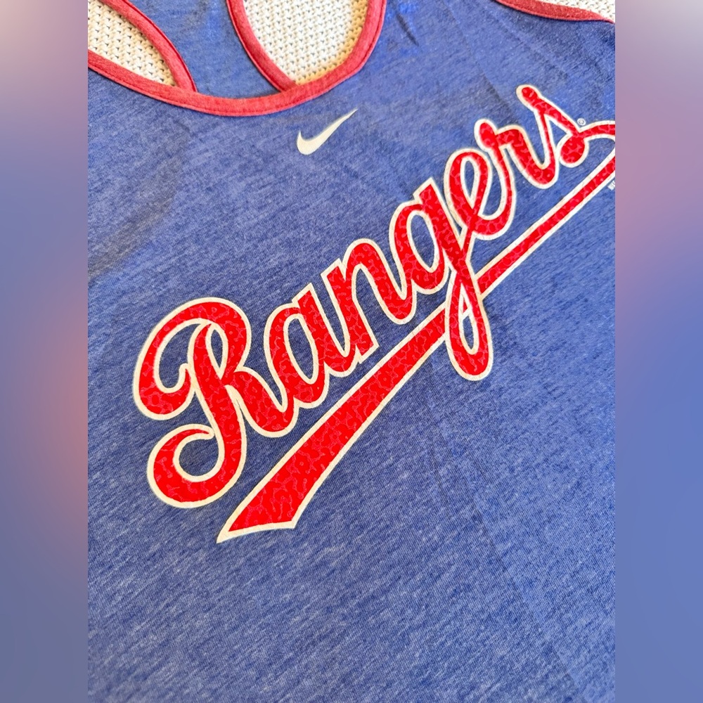 NIKE Dry Fit Texas Rangers Baseball MLB Blue & Red Tank Top - Picture 6 of 10